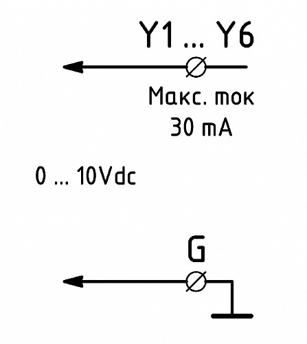 CPMS-XXA604X-BXX-B, схема подключения аналоговых выходов